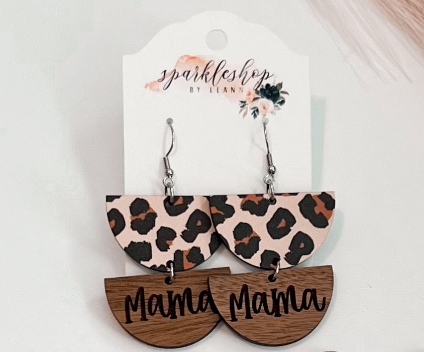 Half Circle Mama Leopard Earrings