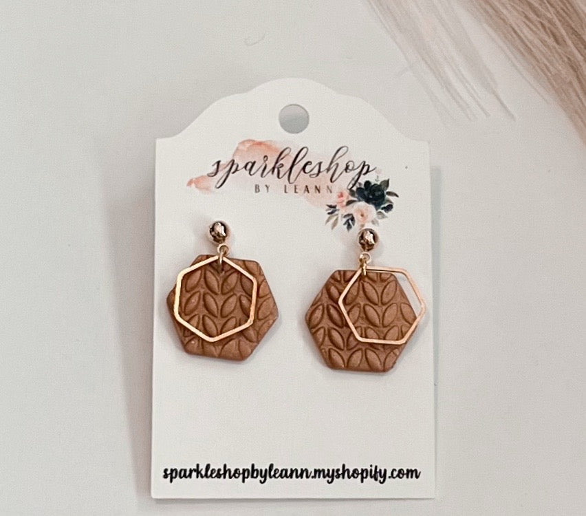 Knit Hexy - Polymer Clay Earrings